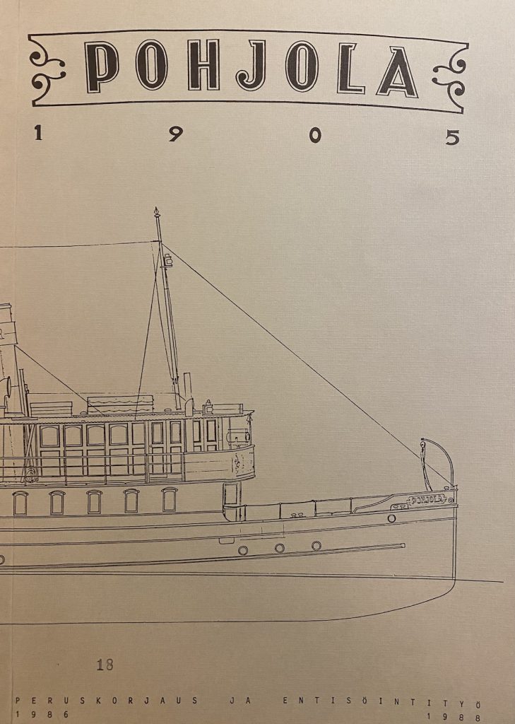 Pohjola-laivan kunnostussuunnitelman kansi 1980-luvulta. 
