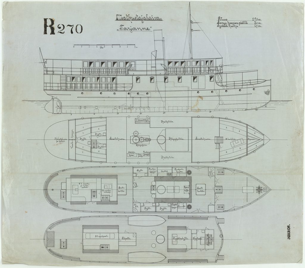 Lehtoniemen konepajan tekemät Tarjanteen rakennepiirustukset.